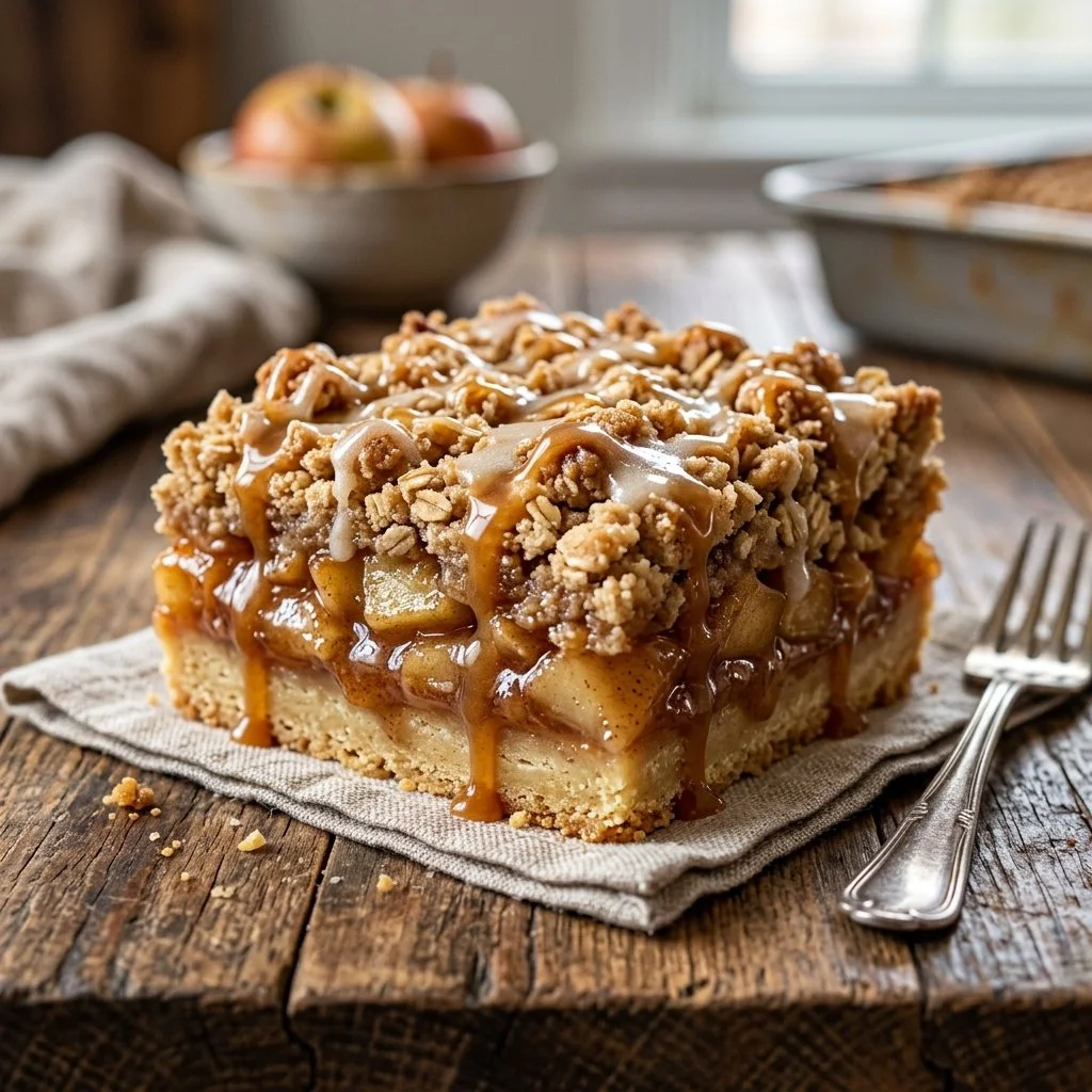 Delicious Apple Pie Bars topped with a crumbly crust and fresh apple filling