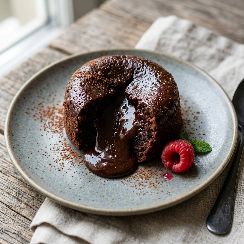 Decadent Chocolate Lava Cake with a molten center served on a plate