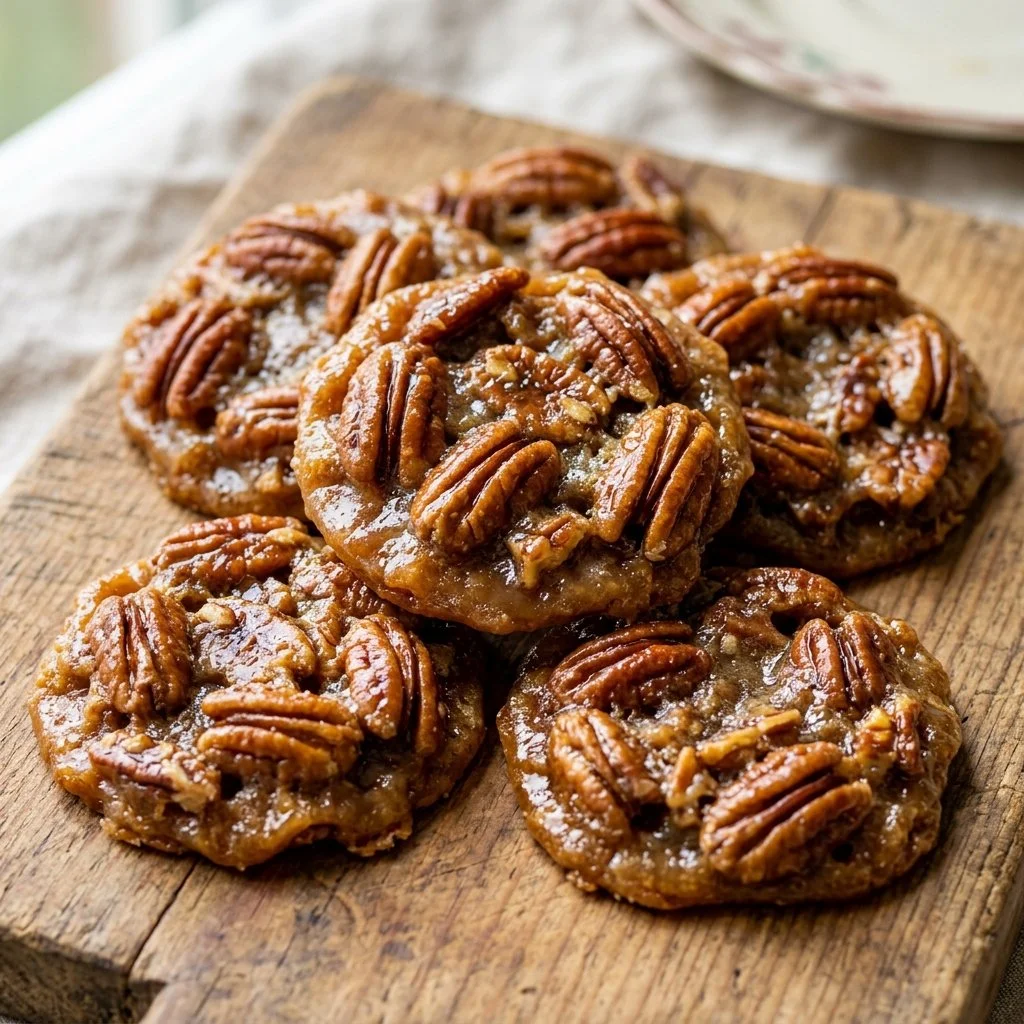 Delicious homemade pecan pralines with crunchy pecans and rich caramel