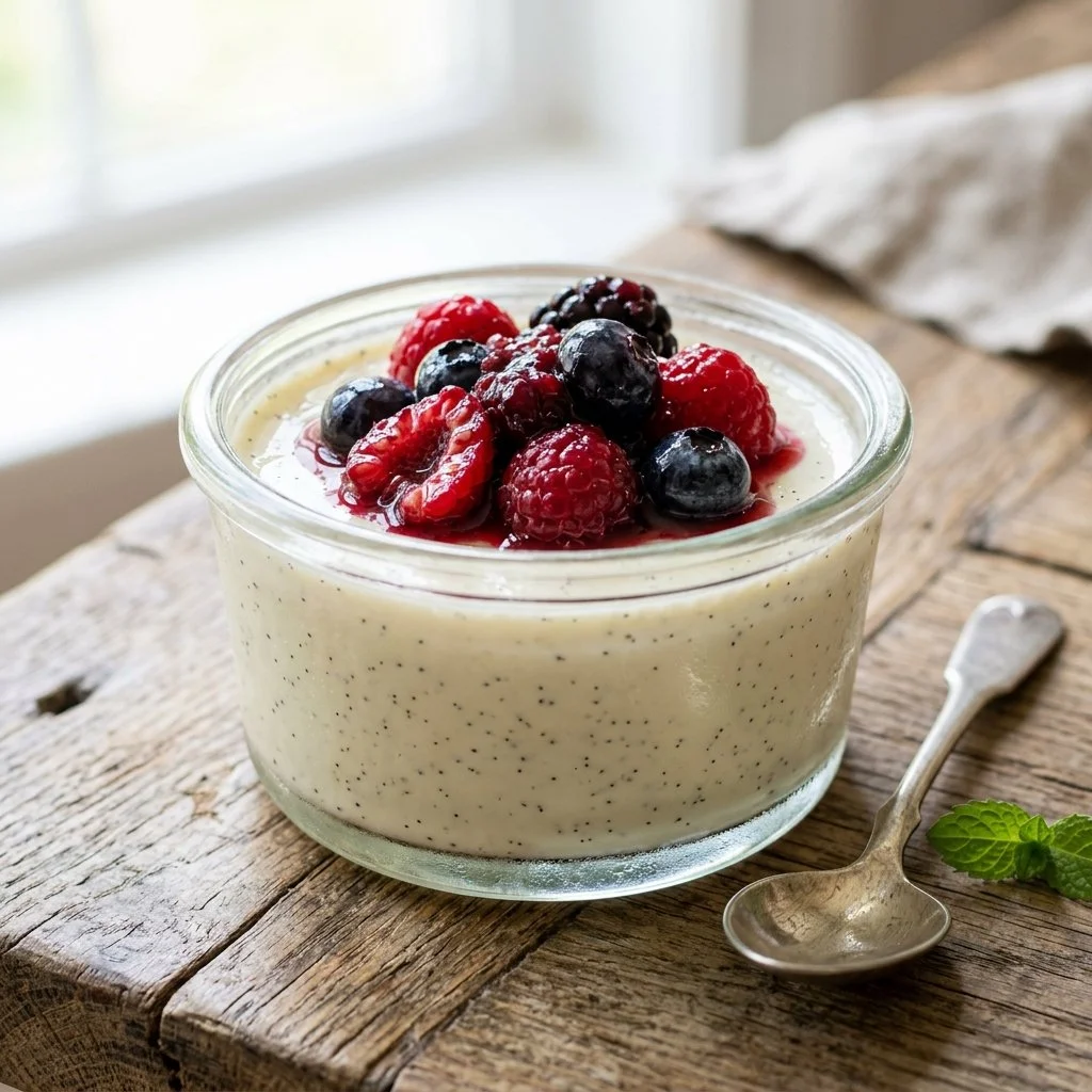 Delicious Vanilla Bean Panna Cotta served in elegant glass cups